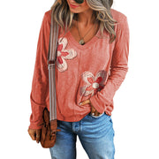 Floral Patchwork Pullover Sweater for Women