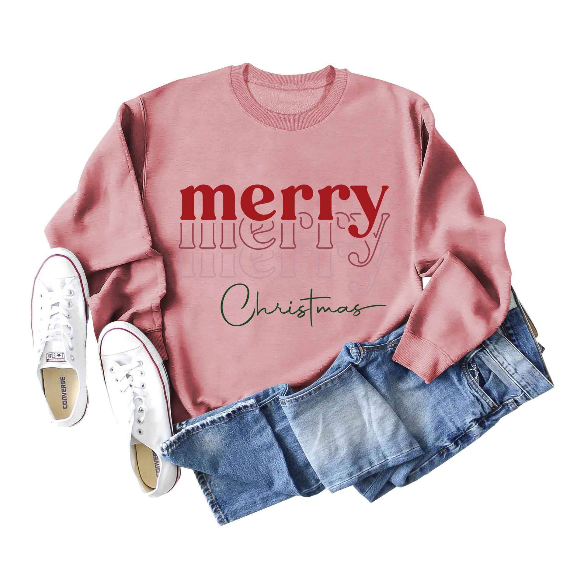 Women's Festive Letter Print Christmas Long Sleeve Sweater