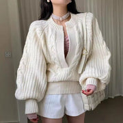 Twill Knitted Pullover Loose Colorized Sweater