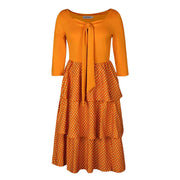 Elegant Polka-Dot African-Style Long Sleeve Dress