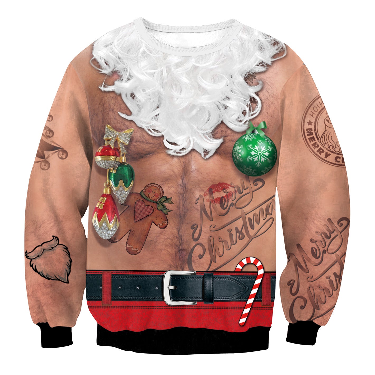 Festive Santa Print Long Sleeve Christmas Sweatshirt Dress