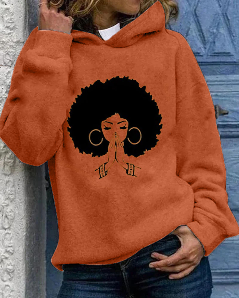 Girls Cute Printed Hooded Sweater Cozy Fall Winter Pullover