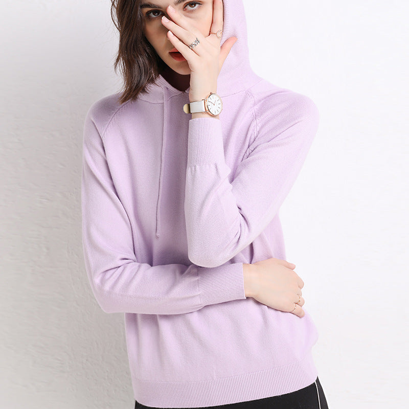 Women's Lightweight Knitted Hooded Sweater