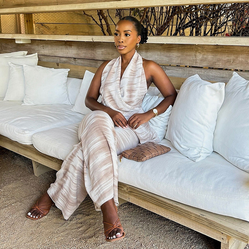 Chic High-Waist Straight-Leg Fashion Jumpsuit