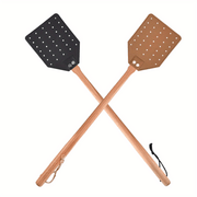 Heavy-Duty Leather Fly Swatter with 49.5 cm Wooden Handle