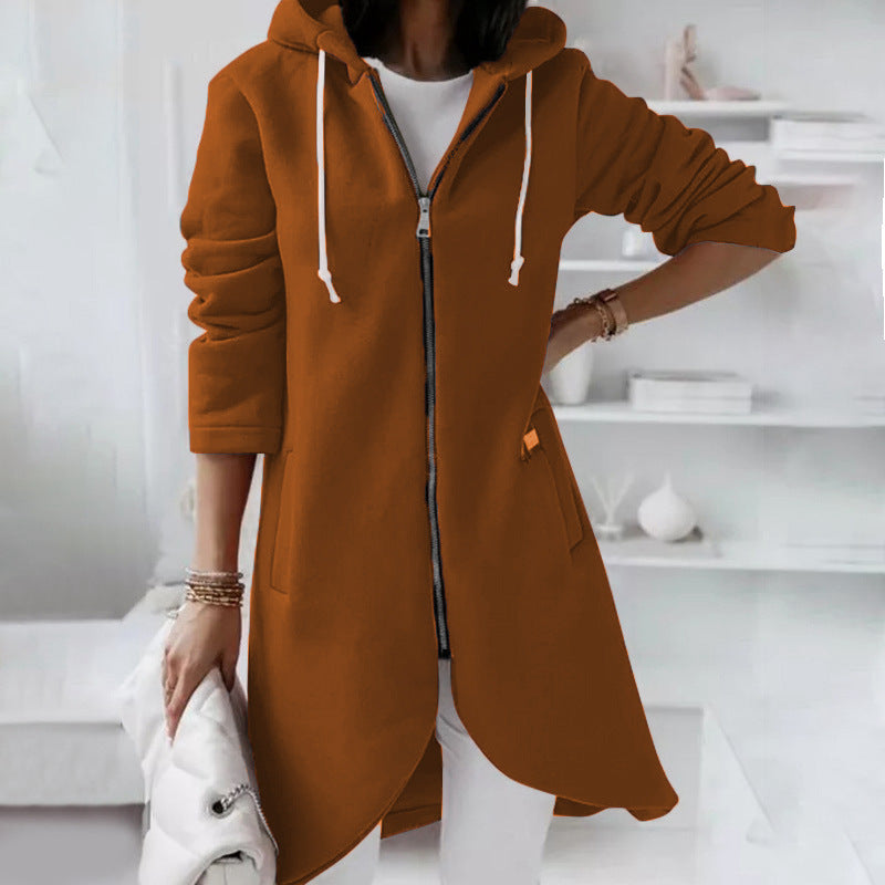 Women's Cozy Zip-Up Hooded Sweatshirt with Pockets