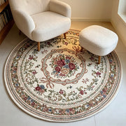1pc Vintage European Style Floral Pattern Round Area Rug