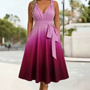 V-Neck Gradient Dress with Pockets