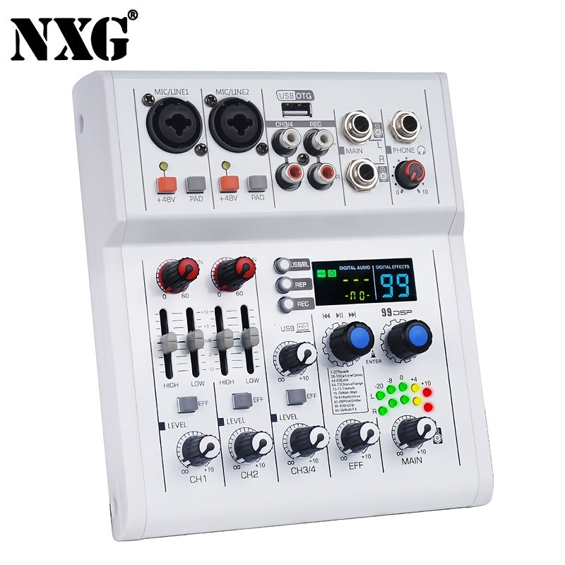 4-Channel DJ Audio Mixer with USB and SD Card Recording