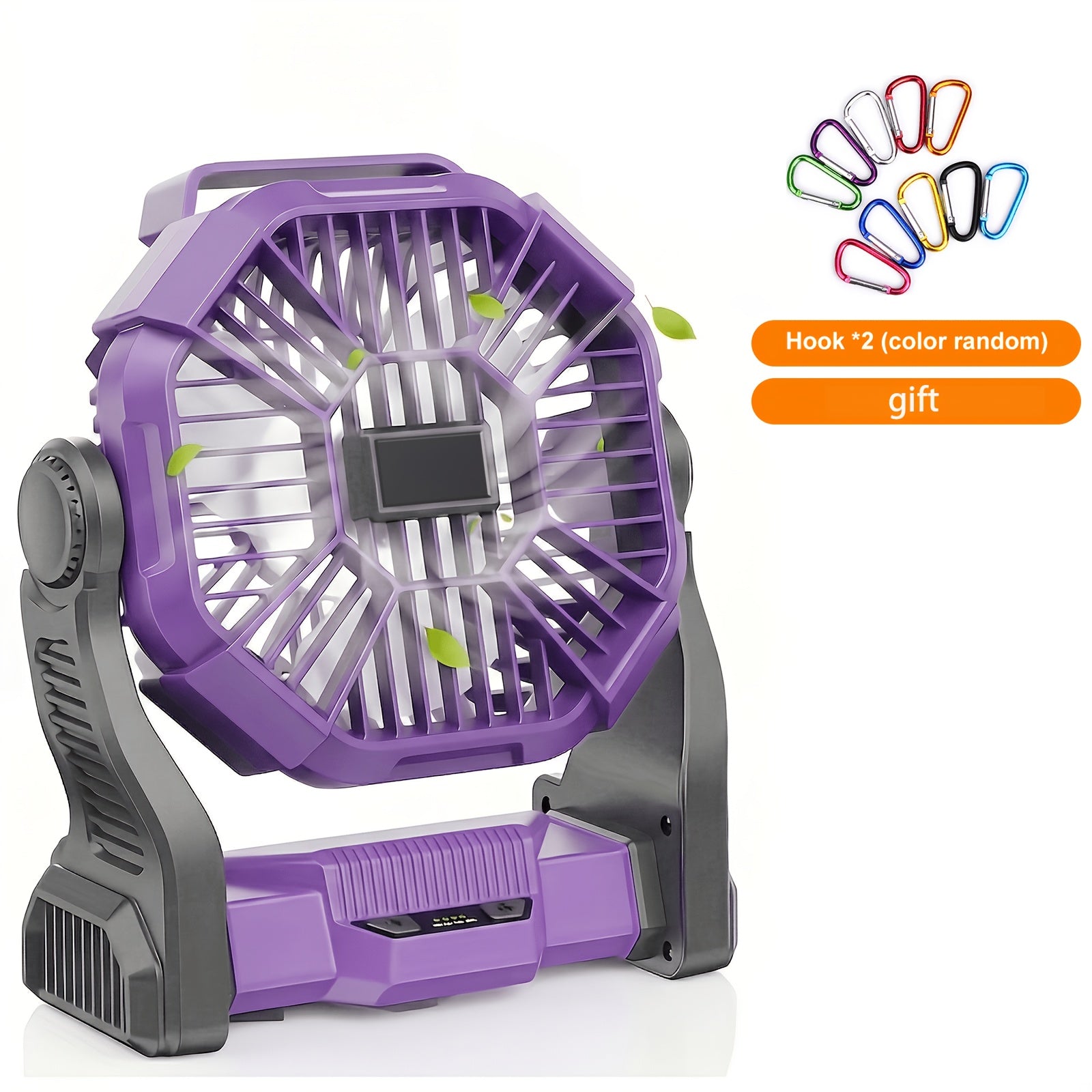 Three-in-One Battery Powered Camping Fan with LED Lantern, Timer and Rotating Base