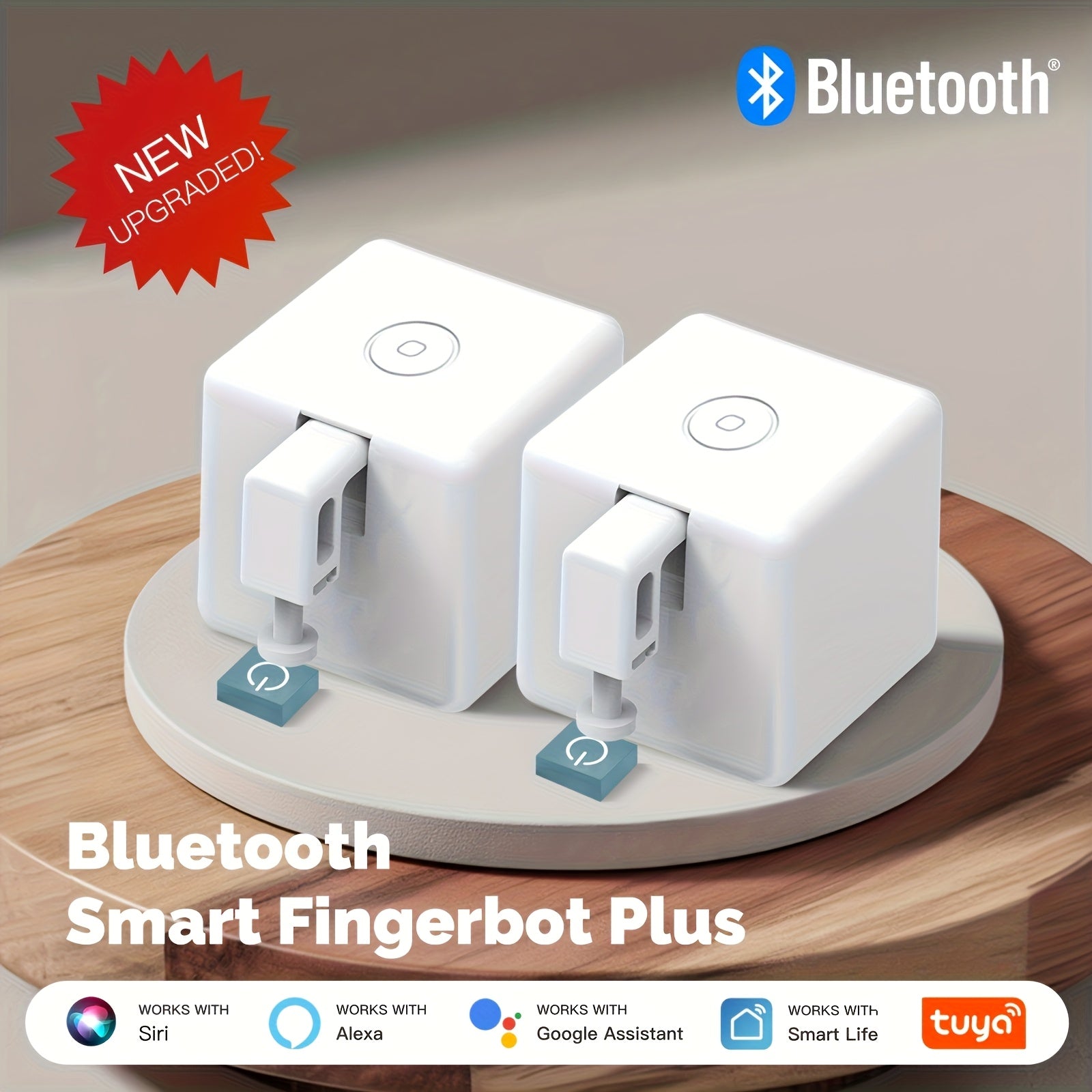 2-Pack Smart Button Pusher (Fingerbot) with Wireless Control – White