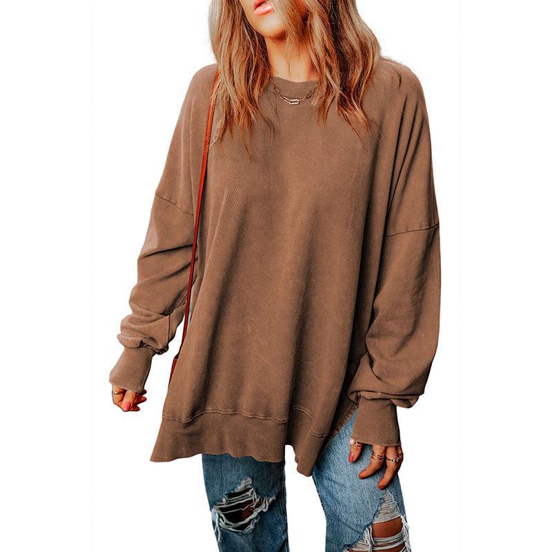 Women's Solid Loose Pullover Sweatshirt