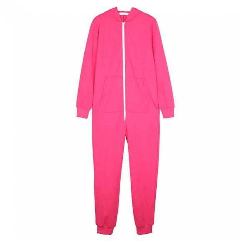 Womens Fashionable Hooded Jumpsuit Loungewear