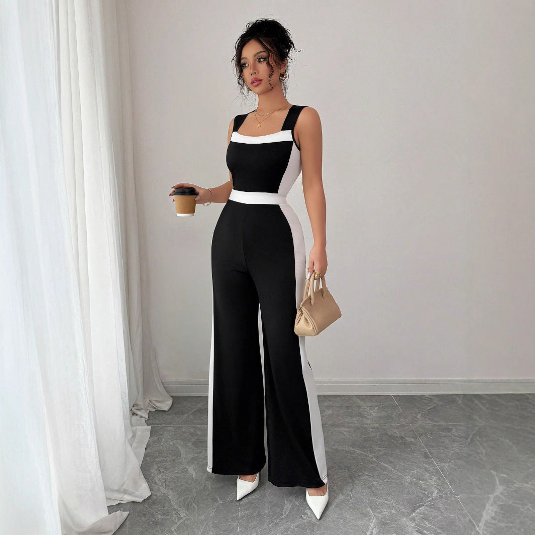 Chic Color-Block Wide-Leg Sleeveless Jumpsuit