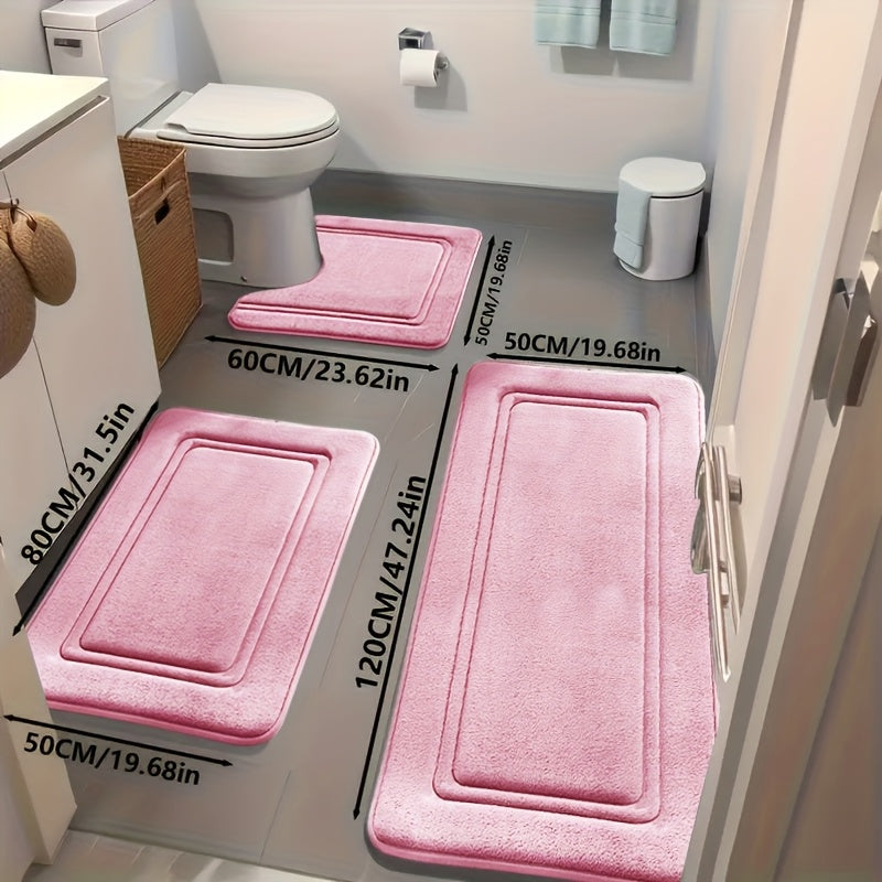 3pcs Ultra-Absorbent Bath Mats, Non-Slip Bathroom Floor Mats, Ultra Soft and Comfortable Premium Bath Blankets, Bathtub, Shower, Bathroom Accessories, Bathroom Decor, Home Decor Floor Mats...