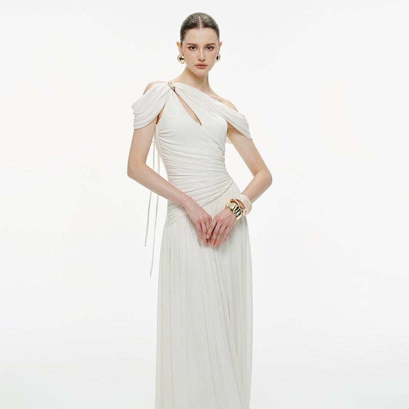 Womens French-style Off-shoulder Casual Dress