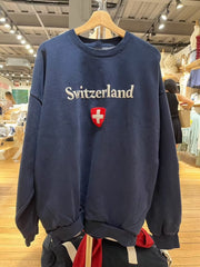 Embroidered Flag Long Sleeve Baggy Pullover Sweater