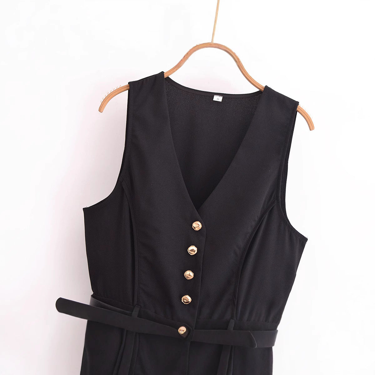 V-neck With Belt Short Jumpsuit