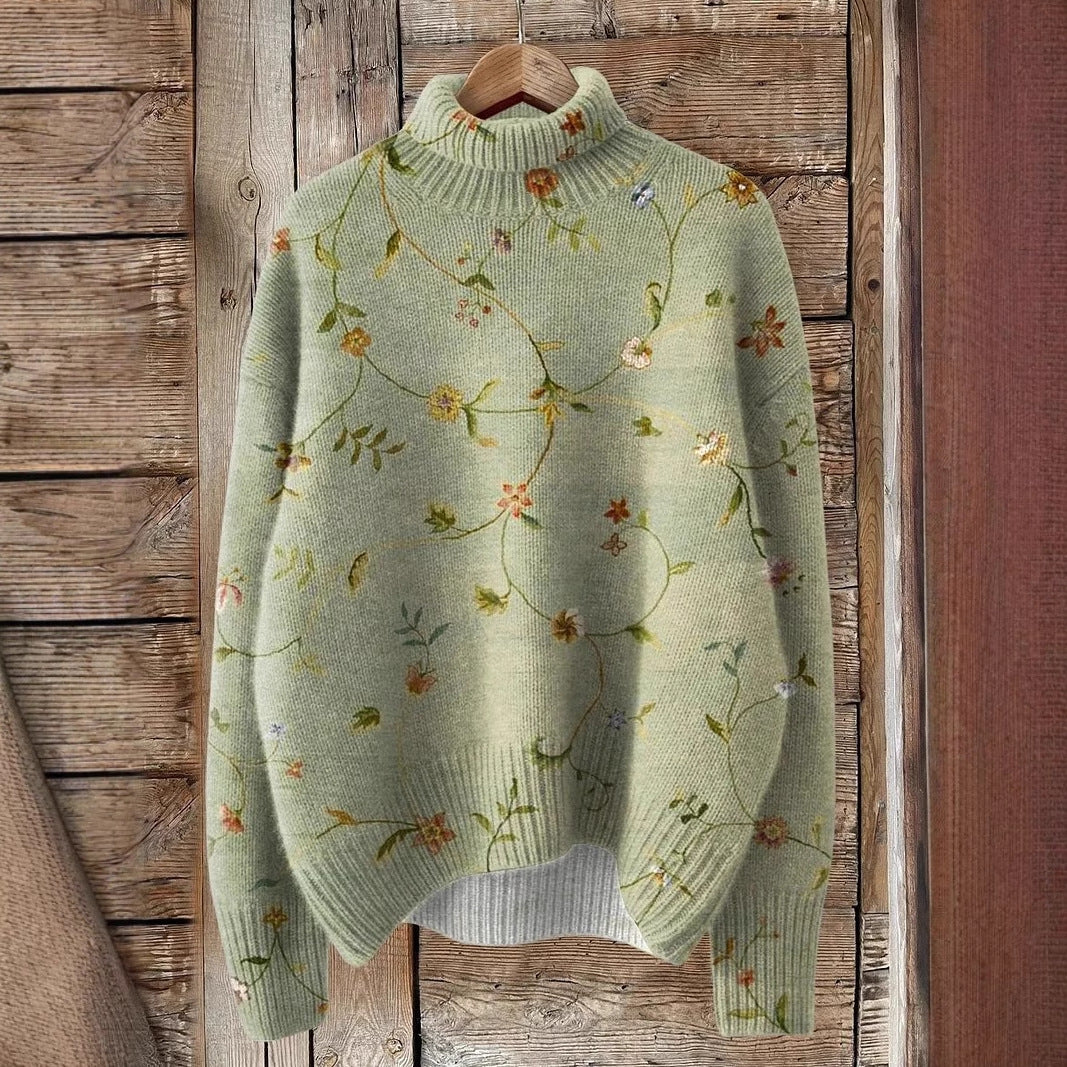 Women's New Floral Print Pullover Sweater