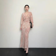 Womens Relaxed-fit Elegant Silk-printed Dress