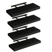 Set of 4 rustic wooden wall-mounted storage shelves black gray white brown