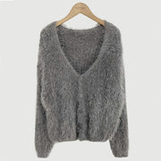 Mink Long-sleeved Knitted Cardigan for Women