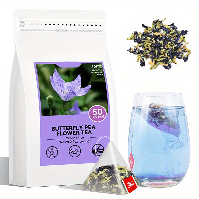 Butterfly Pea Flower Tea Bags, 50 Count, 62.5g