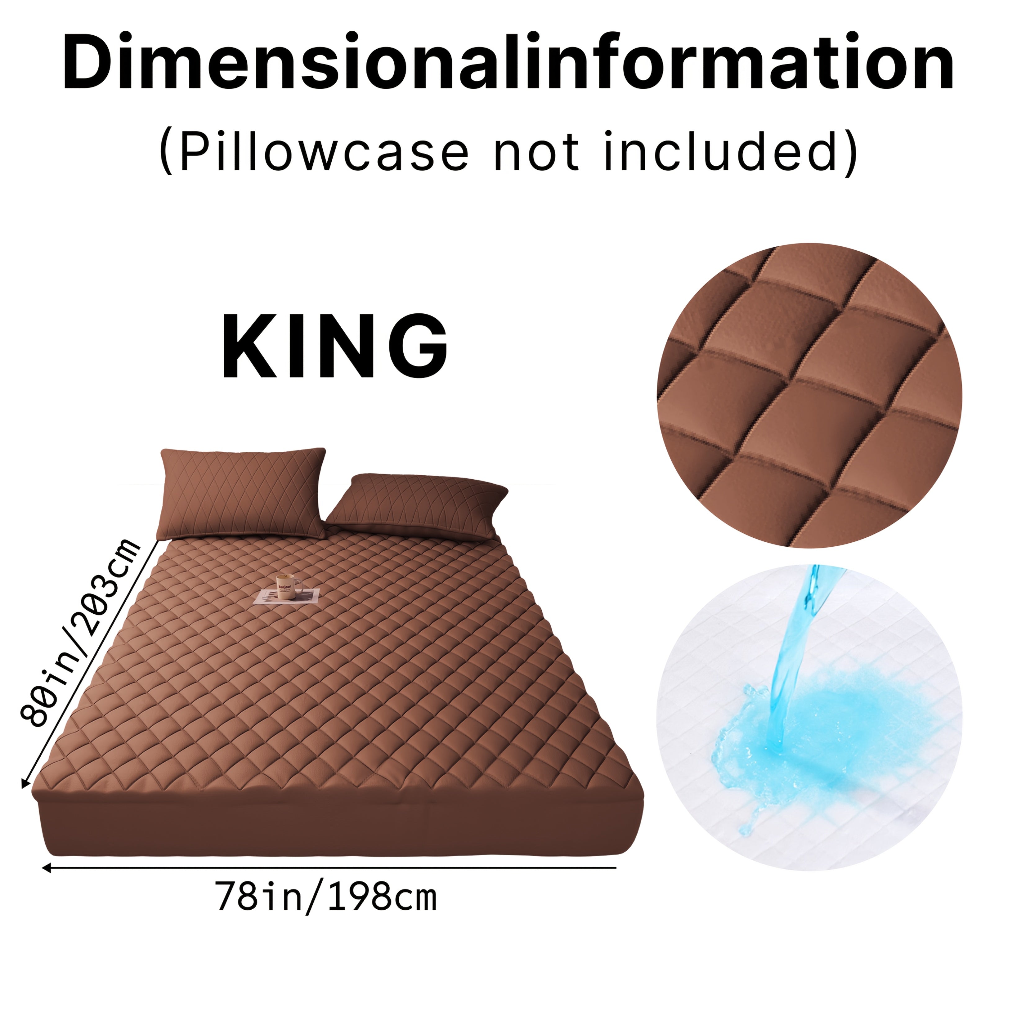 Waterproof Mattress Protector Quilted Thickened Comfortable Bedspread Layer with Deep Pocket Design, Warm Breathable Bedding for Bedroom Guest Room Hotel, Great for Holiday Gifts Black Friday And...