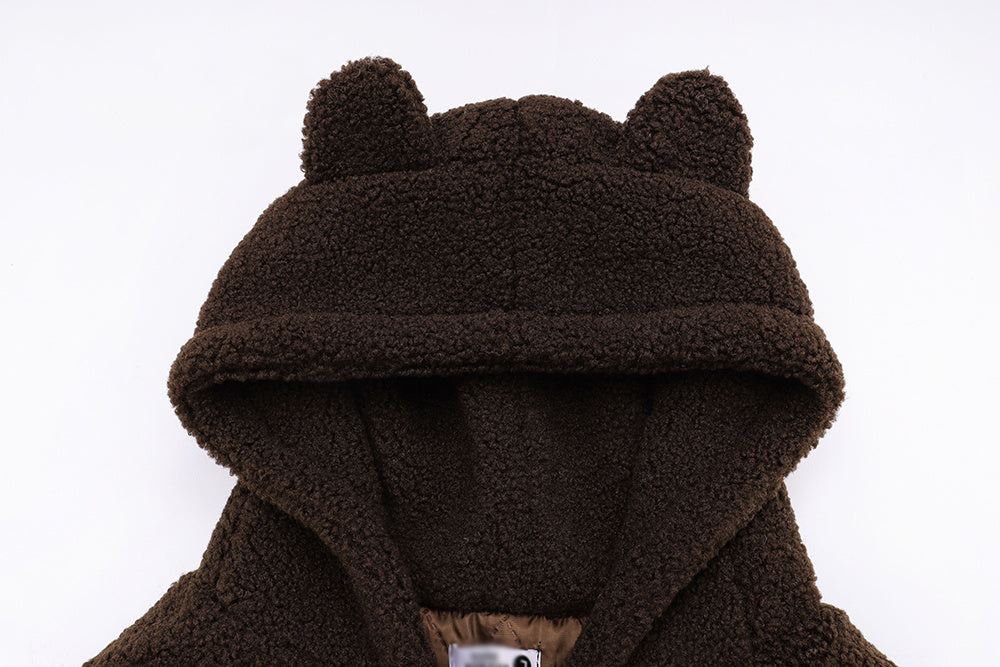 Teddy Bear Ear Hooded Lamb Wool Winter Coat