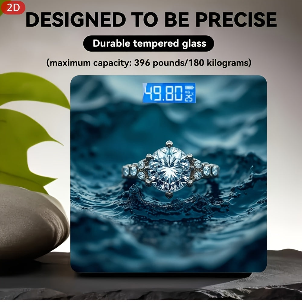 Flat 2D Crystal Ring Decorative Piece with Intricate Reflective Design, Oceanic Background, 10.24 × 10.24 cm