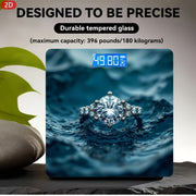 Flat 2D Crystal Ring Decorative Piece with Intricate Reflective Design, Oceanic Background, 10.24 × 10.24 cm