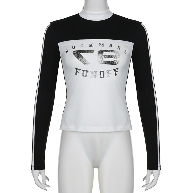 Chic Colorblock Striped Stand Collar Streetwear Sweatshirt