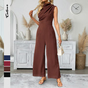 Chic Sleeveless Boat-Neck Wide-Leg Jumpsuit