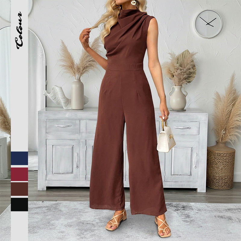 Chic Sleeveless Boat-Neck Wide-Leg Jumpsuit