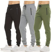 3pcs Mens Fleece Sweatpants - Casual, Sporty Joggers for Men, Athletic Pants with Zipper Pocket, S-3XL
