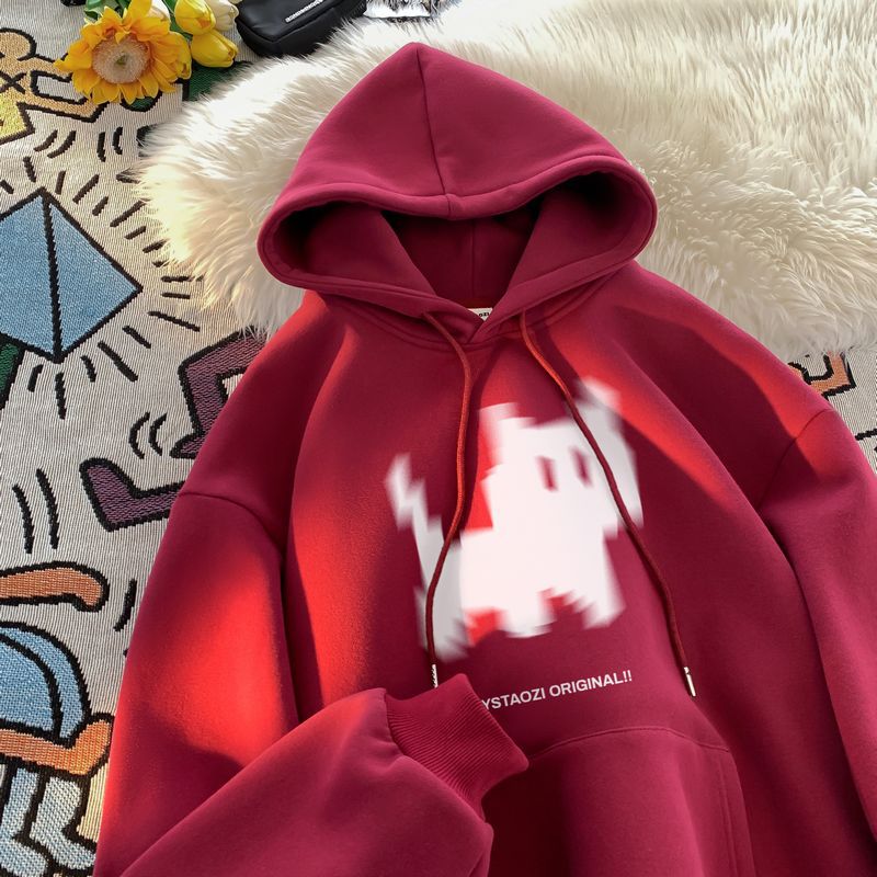 Oversized Retro Couple Pullover Hoodie