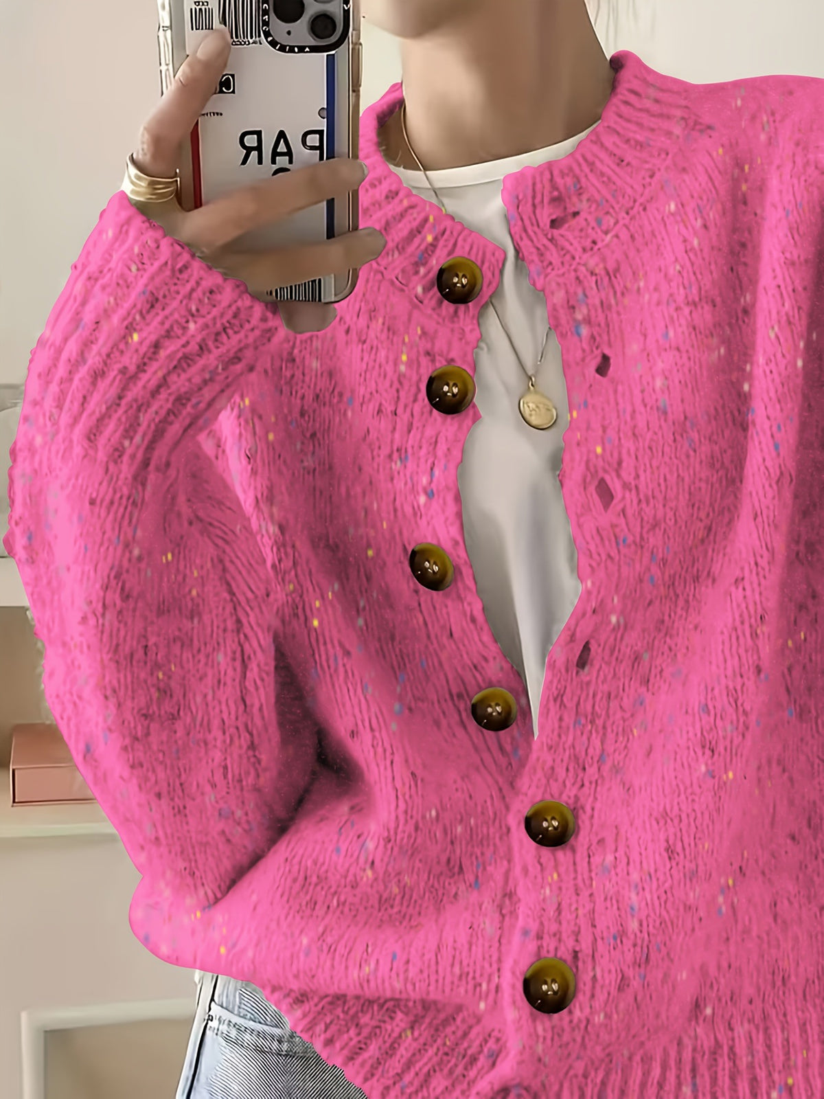 Womens Relaxed-fit Laid-back Single-breasted Long-sleeve Sweater Coat