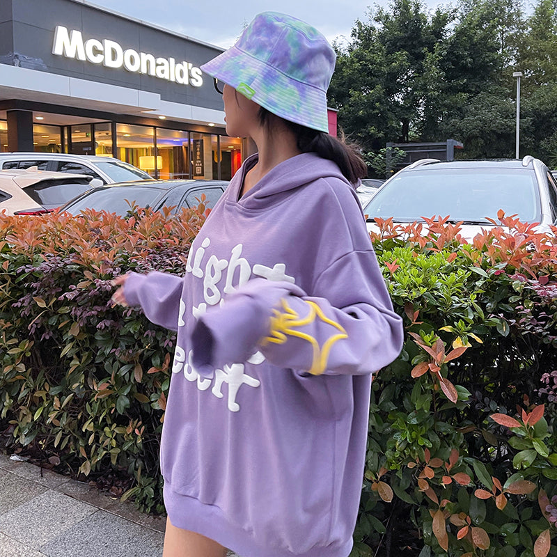 Unisex Star Print Colorblock Hoodie Streetwear Sweatshirt