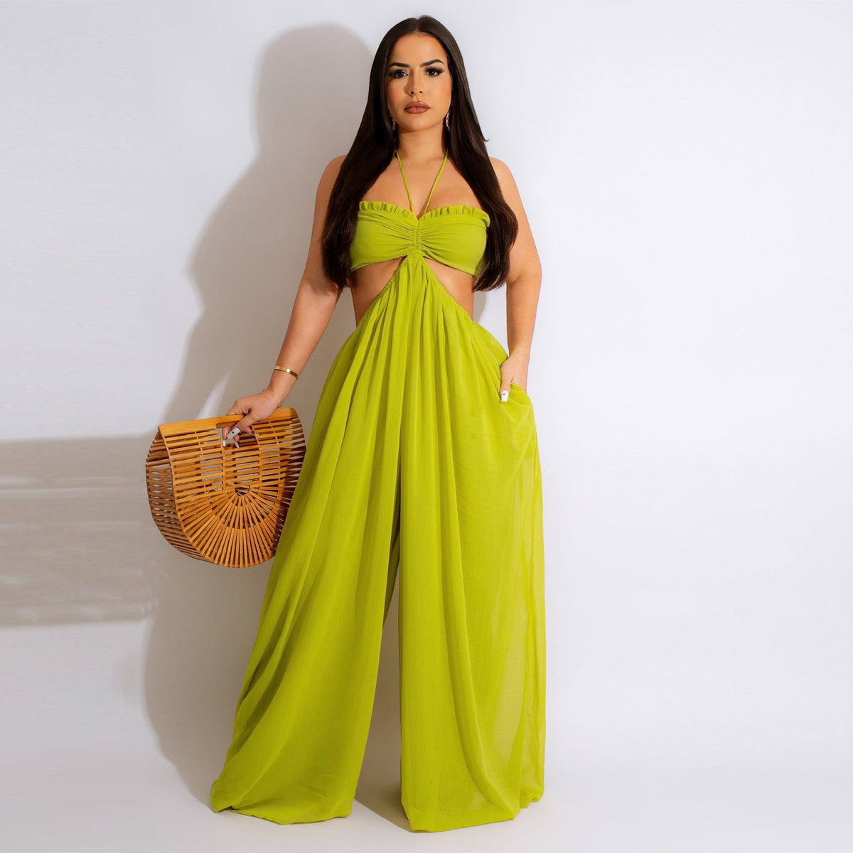 Chiffon Backless Wide-Leg Jumpsuit