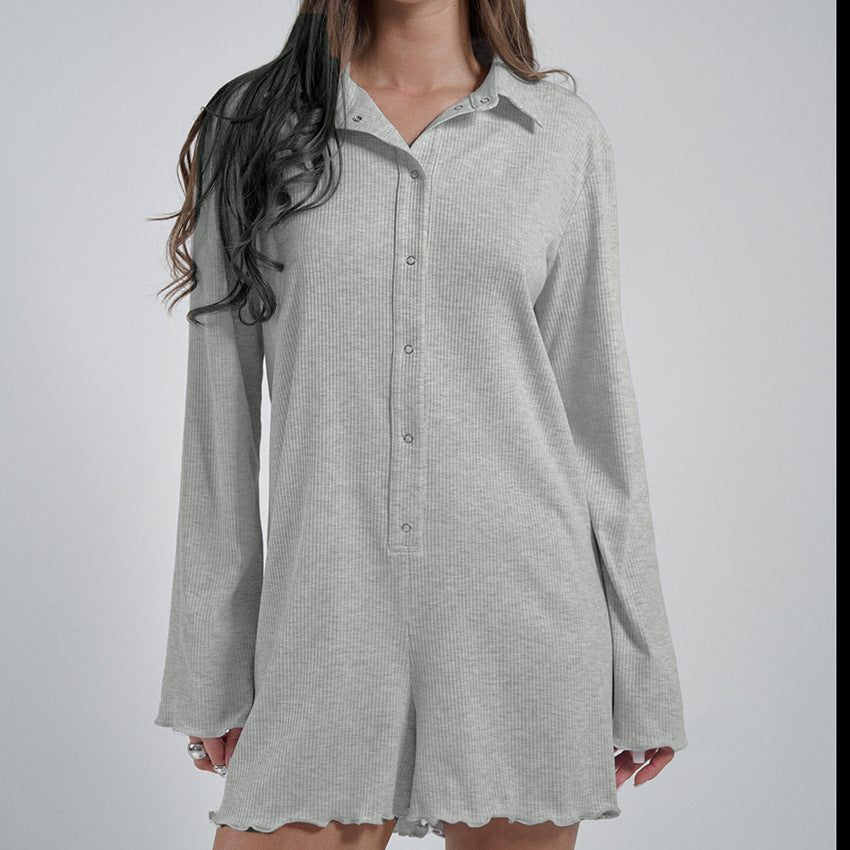 Chic Lace-Up Knit Cardigan Romper