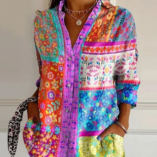 Women's Long-sleeved Printed Shirt