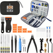 33‑Piece 3D Printer Tool Kit – Nozzles (0.2 mm / 0.4 mm), Cleaning Tools, Scraper, Brushes, Pliers, Files, Deburring Tools