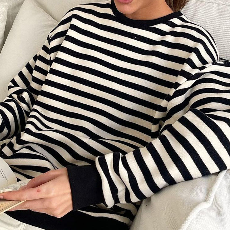 Women's Cozy Striped Knit Pullover Sweater