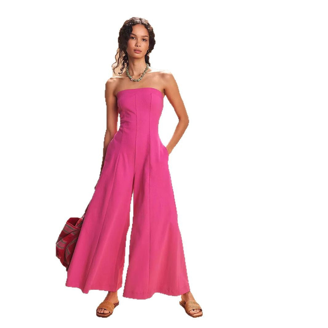 Women's High Waist Wide Leg Sleeveless Casual Jumpsuit
