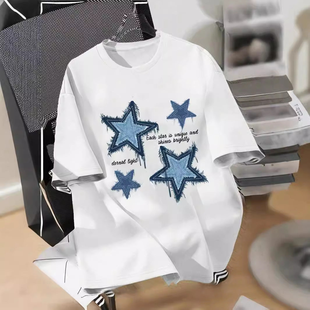 Casual Loose-Fit Short Sleeve Graphic Tee for Women