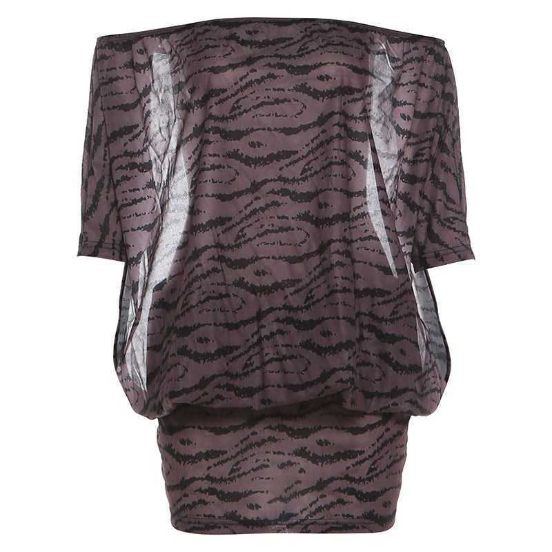 Spring New Off-shoulder Full-sleeve Sheath Dress