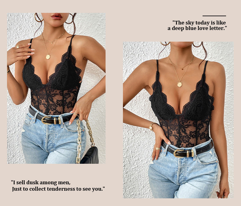 Women's Lace Sling Hot Girl Romper Summer Jumpsuit