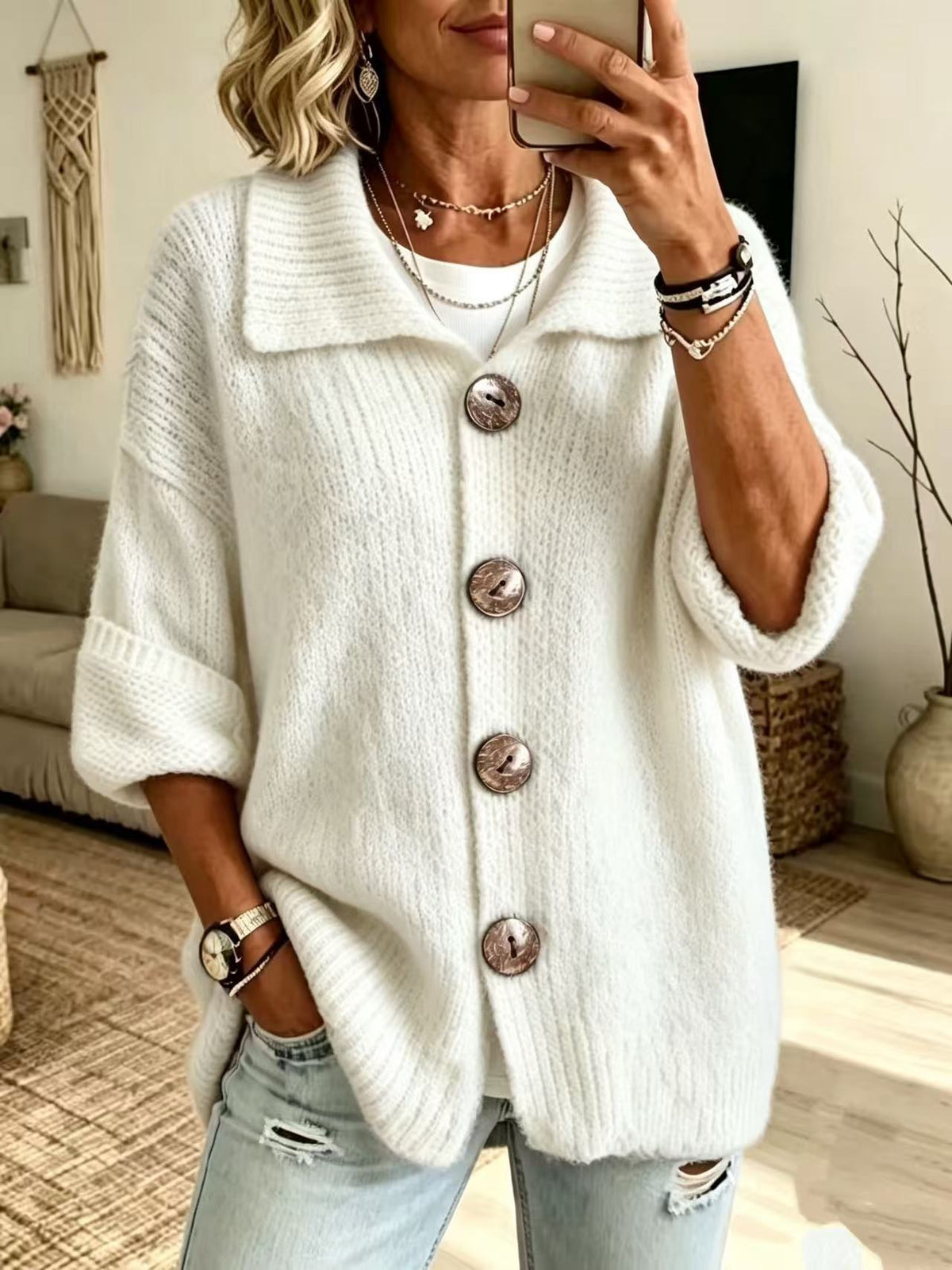 Button-down Knitted Sweater Cardigan New Fallwinter Style
