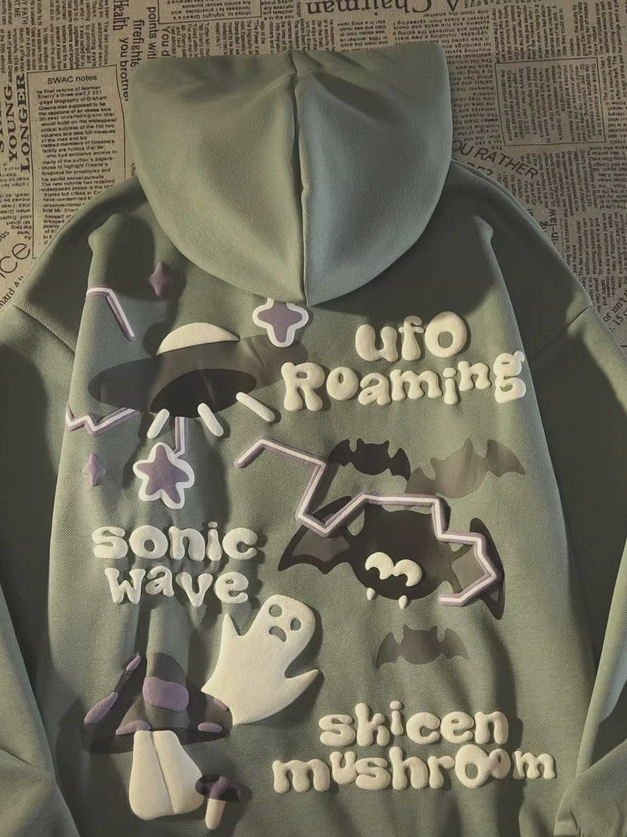 Retro Bat Ghost Oversized Hoodie