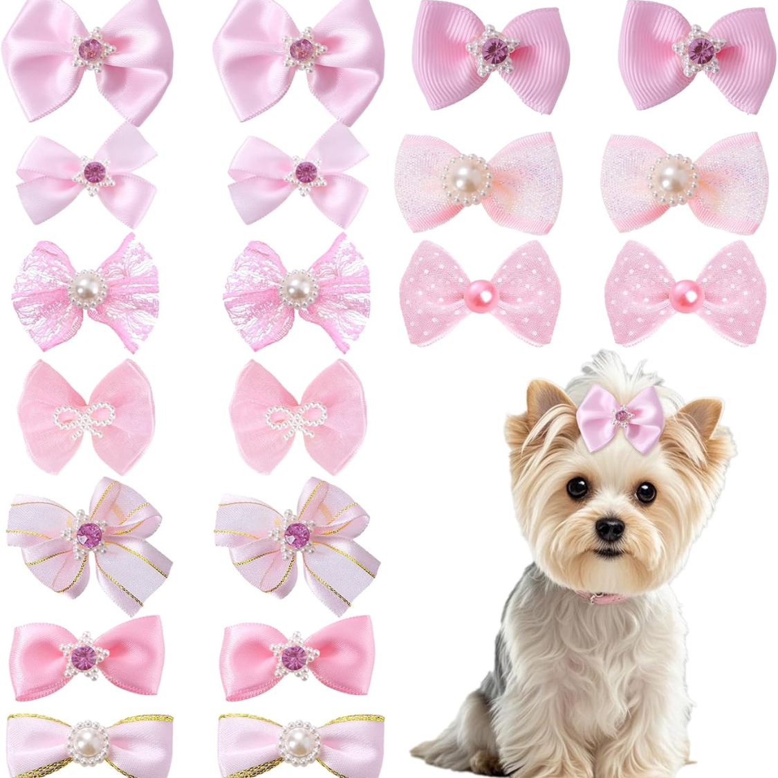 Mix Style Pet Hair Bows with Elastic Bands